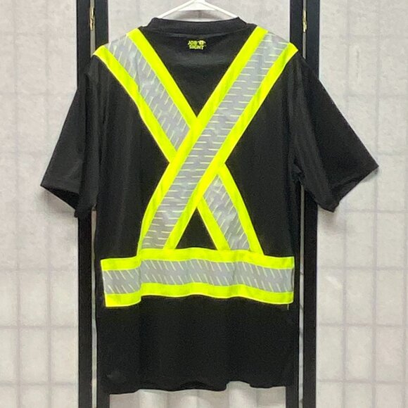Tingley Job Sight Reflective Safety Tee Shirt XL Black Yellow Hi-Vis Workwear - Picture 2 of 14